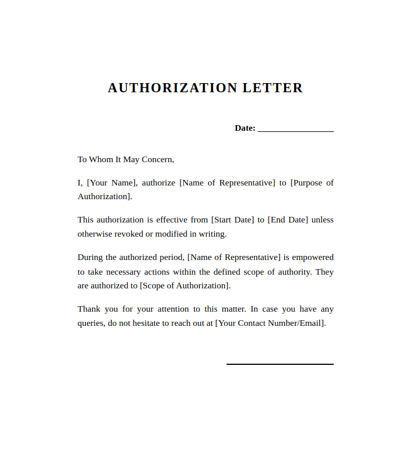 Classic Authorization Letter Preview